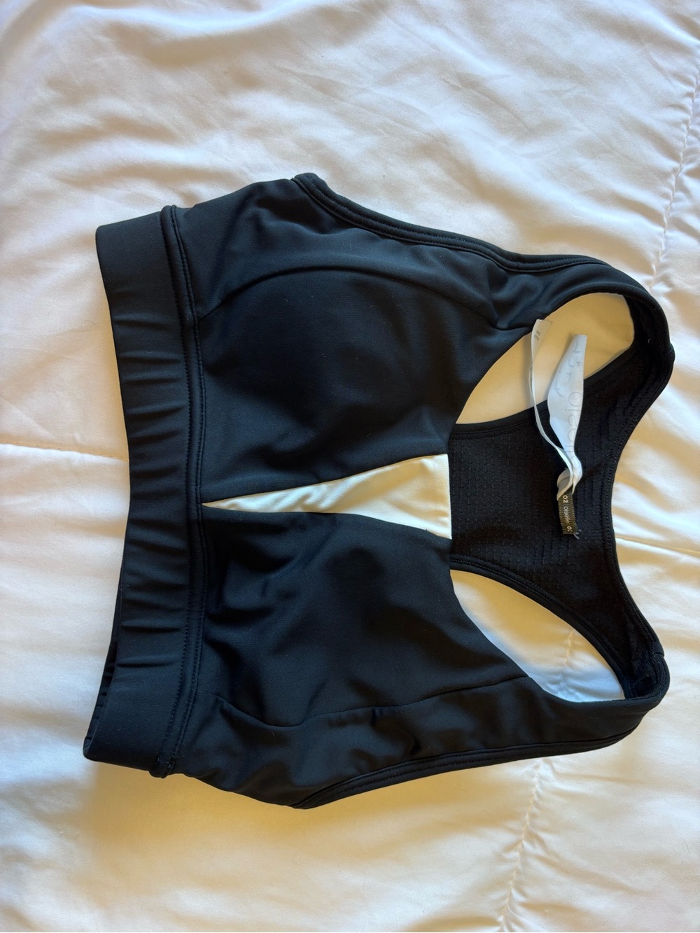 oiselle Black and White Racerback Sports Bra